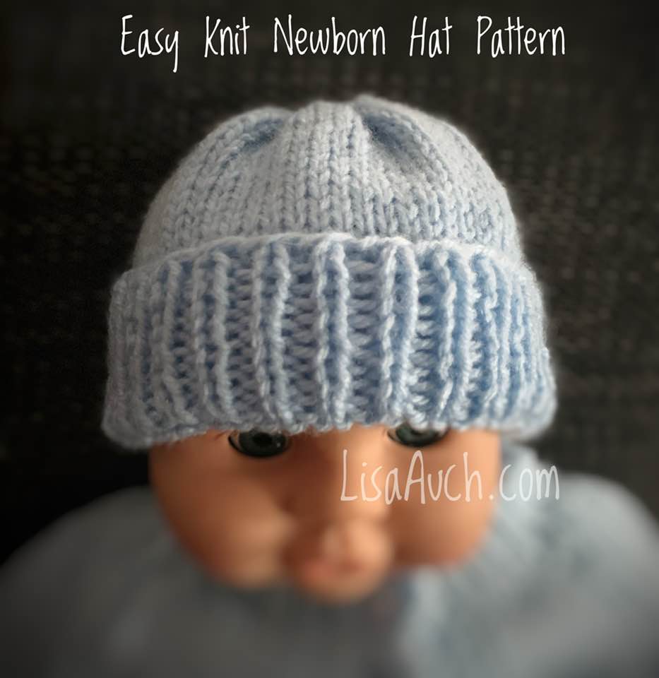 Easy baby knit hat pattern with straight needles