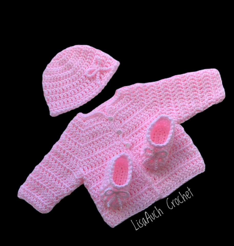 free crochet baby cardigan hat booties pattern Free crochet baby cardigan pattern